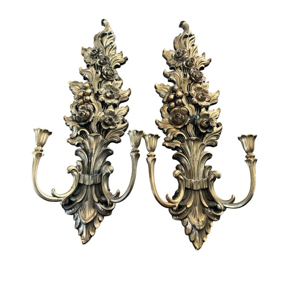 HOME INTERIORS Vintage Syroco 4133 SconeHollywood Regency Wall Candle holders